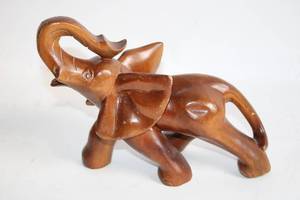 lot 255 image: Handcrafted Wooden Elephant Figurine