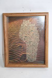 lot 269 image: Framed Footprints in the Sand Plaque with Wooden Frame