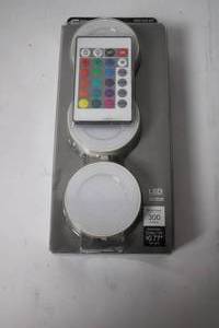 lot 300 image: 3-Pack LED Multi-Color Changing Puck Light Kit with Remote