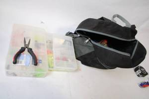 lot 326 image: Assorted Fishing Tackle and Gear with Organizer Box