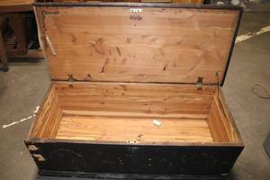 lot 354 image: Large Antique Wooden Storage Chest with Distressed Finish