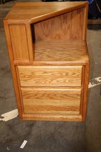 lot 359 image: Thompson Oak Corner Nightstand with Two Drawers