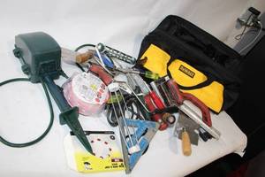 lot 406 image: Comprehensive Set of Hand Tools and Accessories with DeWalt Tool Bag
