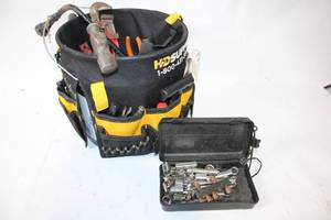 lot 407 image: Tool Bag and Socket Set with Hand Tools Assortment