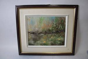 lot 419 image: Landscape Oil Painting by Harriette Dewey in Wooden Frame
