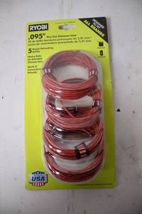 lot 444 image: Ryobi .095 Pre-Cut Trimmer Line 5-Pack Heavy Duty Co-Extruded Refills