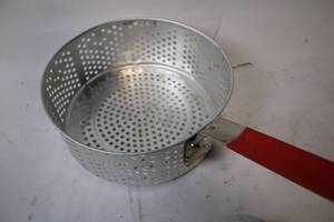 lot 454 image: Metal Handy Fry Basket with Red Handle