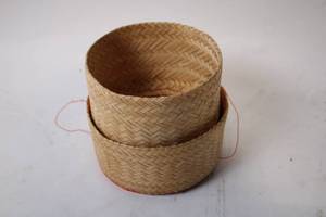 lot 456 image: Set of 2 Handmade Woven Bamboo Baskets