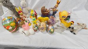 lot 2 image: Assorted Easter Lot, Cardboard Eggs and Paper Mache Rabiit(1949)