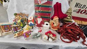 lot 4 image: Assorted Vintage Christmas Lot with Paper Mache Santa