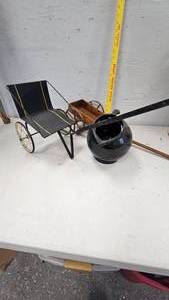lot 140 image: Stone Pitcher, ToyMiniature Pull Carts
