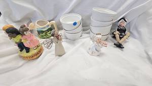 lot 41 image: 7 Porcelain Ramakins, and Figurines