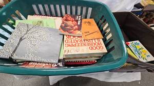 lot 48 image: Large Laundry basket Full of Cook Books and Vintage Recipes