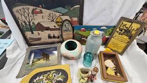 lot 55 image: Pictures, Navajo Stoneware, and Vintage Items