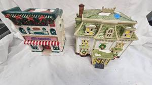 lot 68 image: Snow Village Style Christmas Village Pieces