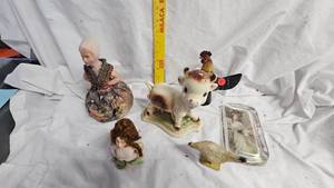 lot 89 image: Cow Figure, Rooster, Woman Pin Cushion