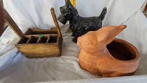 lot 100 image: Scotty Figure and Terra Cotta Bunny Planter