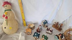 lot 106 image: Ceramic Village Pieces and Molded Snowman