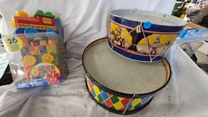 lot 111 image: Two Toy Drums and ABC Train