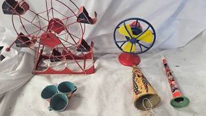 Ferris Wheel Toy, Toy Horns and Tea Set Pieces