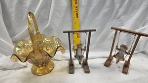 lot 127 image: Fenton Glass BasketSwinging Figures