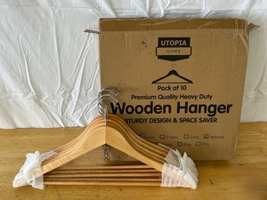 lot 74 image: Utopia Home Wooden Hanger 10 Pack