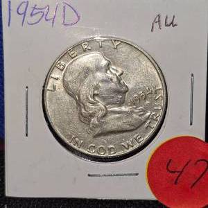 lot 47 image: 1954-D Franklin AU