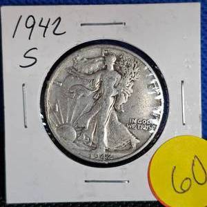 lot 60 image: 1942-S Walking Liberty, VG
