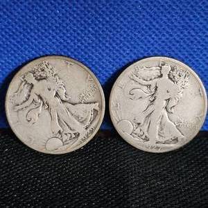 lot 66 image: 1927-S, 1929-S Walking Liberty, Worn