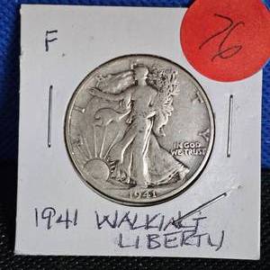 lot 76 image: 1941 Walking Liberty Half $, Fine