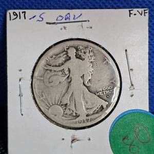 lot 80 image: 1917-D, Walking Liberty, Reverse Mint Mark