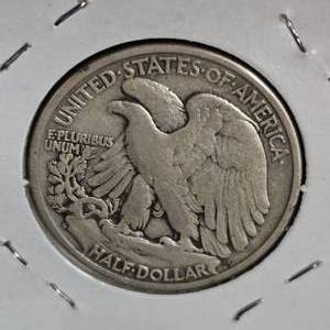 lot 82 image: 1945-S, Walking Liberty wToning, XF