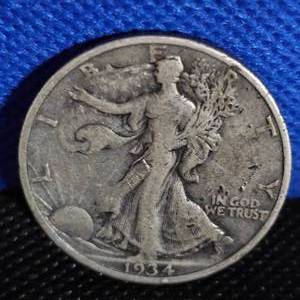 lot 93 image: 1934-S, Walking Liberty, XF wToning