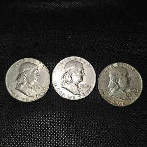 lot 25 image: (3) Franklin Half Dollars, 61-63