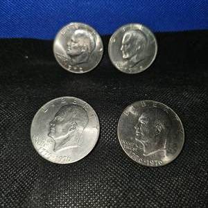 lot 32 image: (4)Ike $, 2-1972,2-Bicentennial