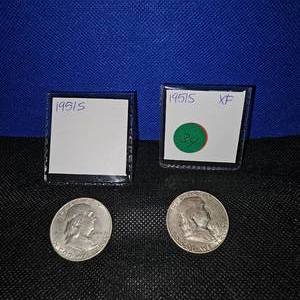 lot 34 image: (2)1951-S Franklin Half Dollar