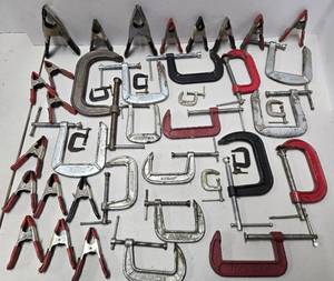 lot 97 image: Large Lot of Assorted Woodworking etc Clamps