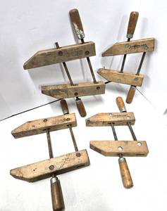 lot 109 image: Lot of 4 Vintage JORGENSEN Wooden Woodworking Clamps