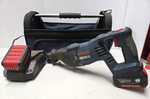 lot 111 image: Working BOSCH Litheon Reciprocating Saw wBattery, Charger & Carrying Case