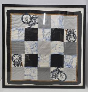 lot 112 image: Large Framed Vintage BMW MOTORCYCLES Silk Scarf