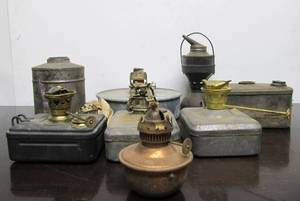 lot 79 image: Group of Antique Railroad Oil Lamps etc