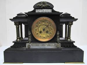 lot 81 image: Excellent Heavy Antique French Slate Mantel Clock