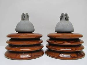 lot 85 image: Pair of LARGE Beehive Style Ceramic Insulators
