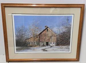 lot 154 image: Framed Signed Numbered&nbspRobert Plasschaert Rustic Barn Print