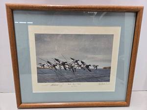 lot 156 image: Framed Signed Numbered LES KOUBA Wildlife Print - Mark, 10 OClock