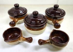 lot 217 image: Group of Stoneware French Onion etc Soup Tureens & Lidded Pot