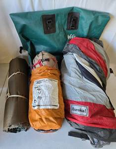 lot 196 image: Quality Camping Lot of 2 Tents, Mat & Waterproof Bag
