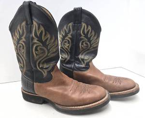 lot 225 image: Quality Vintage JUSTIN Tekno Crepe Leather Cowboy Boots - Mens Size 10D