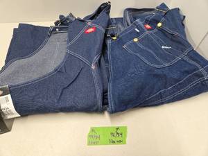 lot 263 image: .2 Brand New Pair of Large Dickies OverallsBibs - See Pics for Size