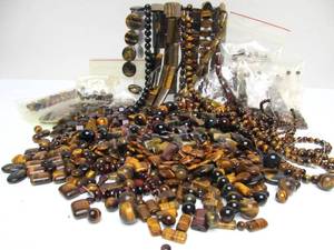 lot 278 image: INCREDIBLE Large Lapidary Genuine TIGER EYE Stone Beads etc #1